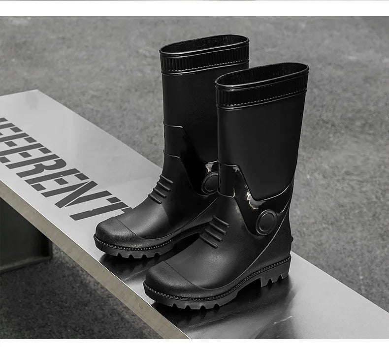 Fashion Boots for Couples High Rain Shoes Waterproof Galoshes Husband Fishing Work Garden Rainboots Women and Men Rubber Shoes