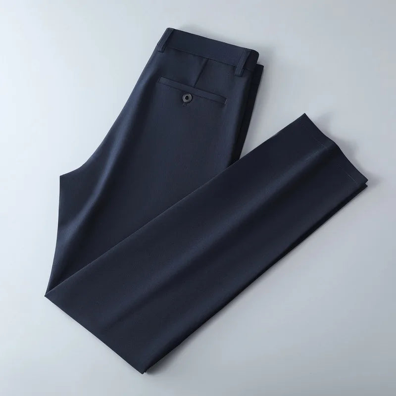 Men's straight leg office black deep blue pants