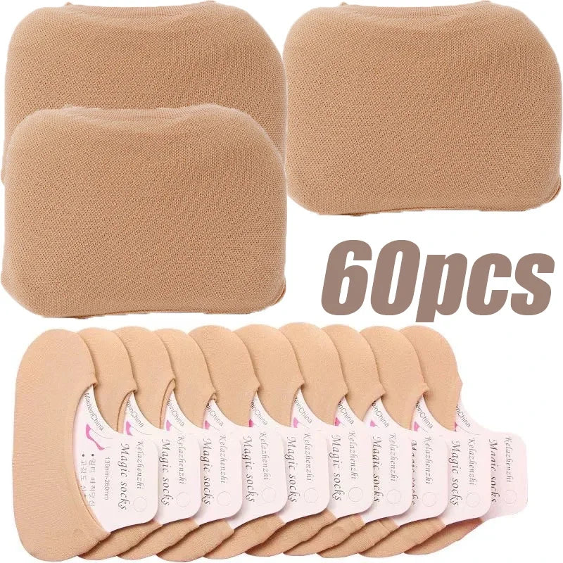 30pairs Summer Short Socks Women Invisible Thin Boat Socks Female Non-slip Seamless Ice Silk Ankle Sox High Heels Slippers Sock