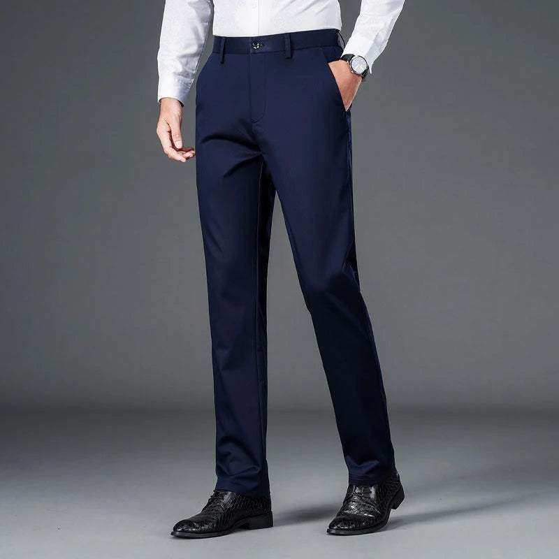 Men's straight leg office black deep blue pants