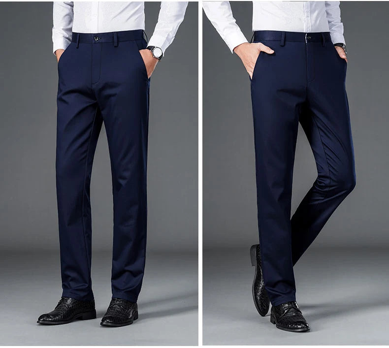 Men's straight leg office black deep blue pants
