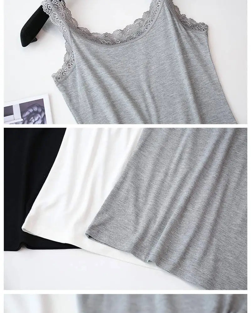 Camisole Plus Size Lingere Tank Top Lace Strap White Black Sleep Vest Bralette Crop Top Sexy Camis Slim Corset Undershirt Tanks