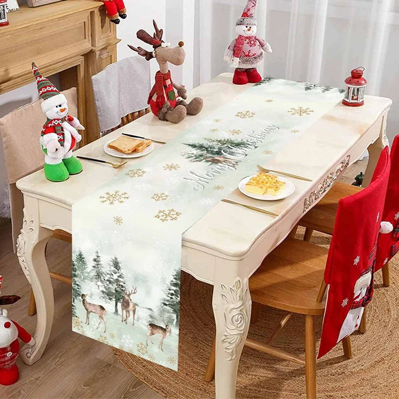 Christmas Table Runner Merry Christmas Decoration for Home Xmas Party