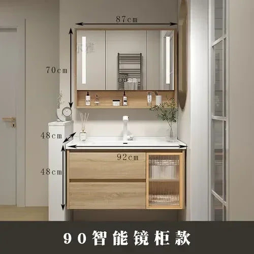 Jewelry Locker Decorations Bathroom Cabinet Small Mirror Wooden Closet Display Cabinet Shelves Washbasin Gabinetesalon Furniture
