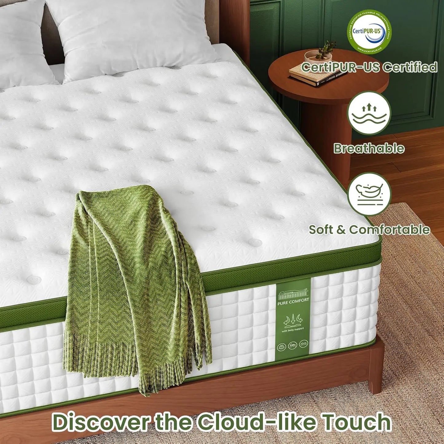 BedStory 14'' Full/King/Queen Size Hybrid Mattress, Gel Memory Foam & Pocket Springs for Pressure Relief, Manufactured in USA