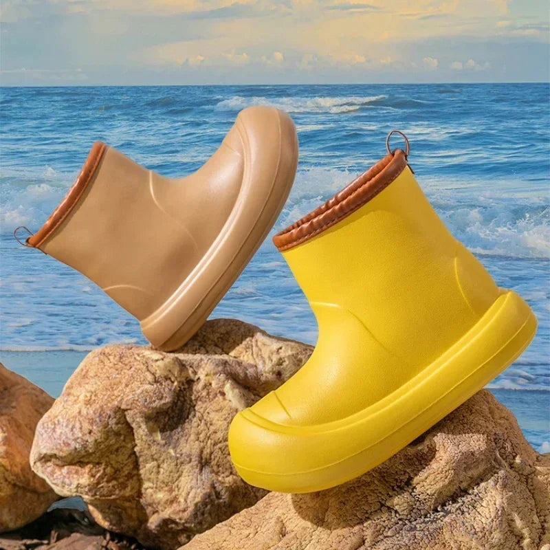 Women Rain Boots New Fashion Thick Bottom High Top Rain Shoes Summer Non-slip Lightweight Waterproof Footwear Botas Plataforma