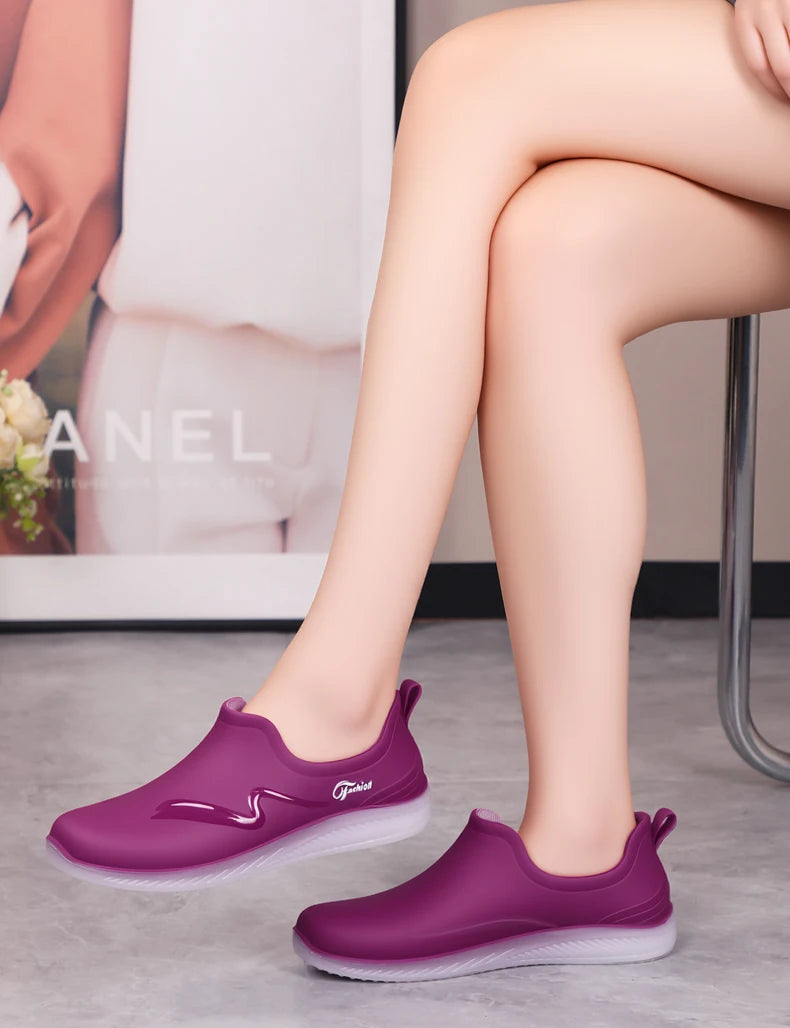 Low-top Rain Shoes, Women's Summer, Flat-soled Wear-resistant, Light Rain boots