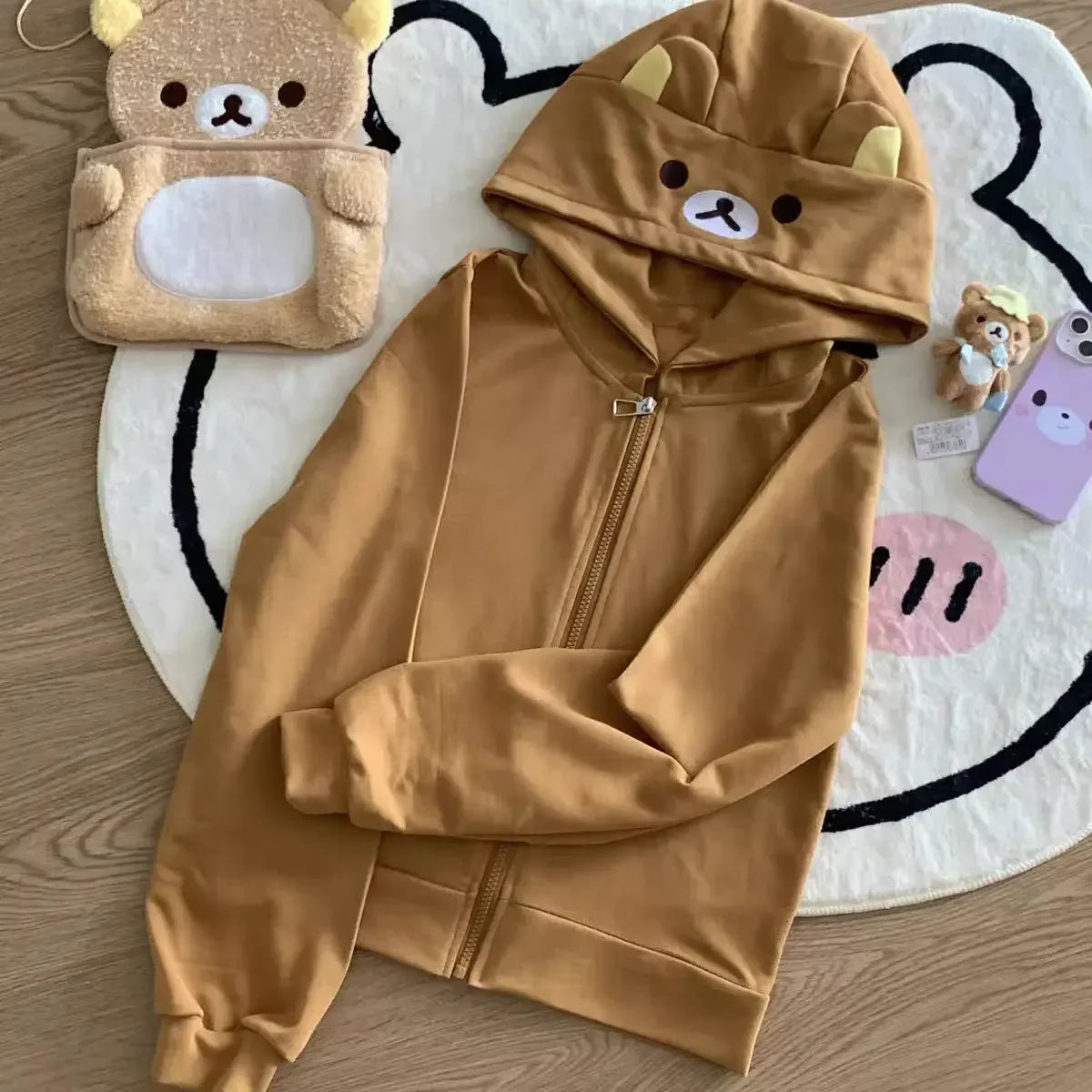 Y2k Harajuku Streetwear Hoodies Women Japanese Style Kawaii Sweet Cute Cartoon Print Zipper Sweatshirt Soft Girl 2025 Jacket