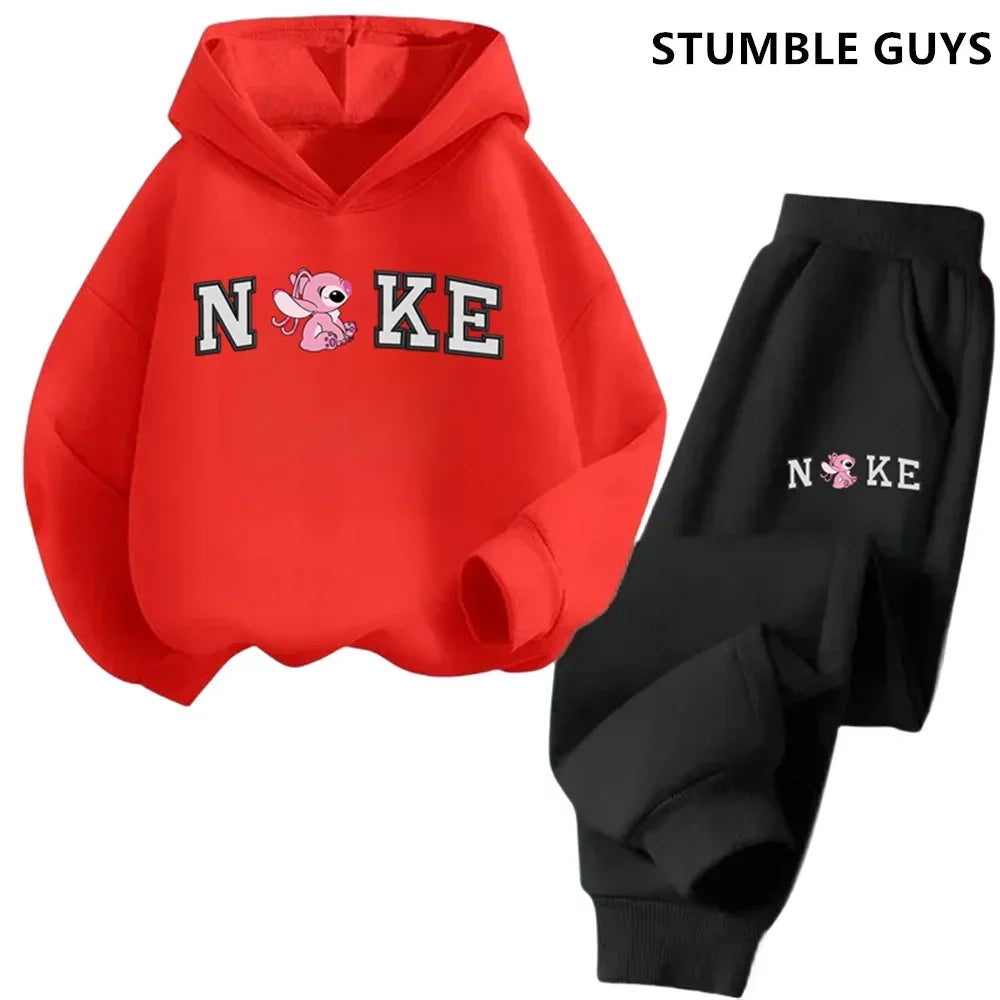 Children's Clothing Stitch Hoodie Set Boys Girls Casual Long-sleeved Sweatshirts Tops2-13 Years Old Kids Casual Trucksuit