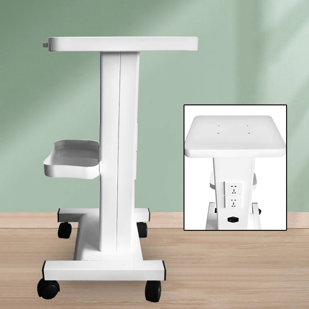 110V White Salon Trolley Beauty Salon Trolley Cart, Beauty Salon Rolling Cart Stand Roller Trolley with Sockets For Beauty Salon