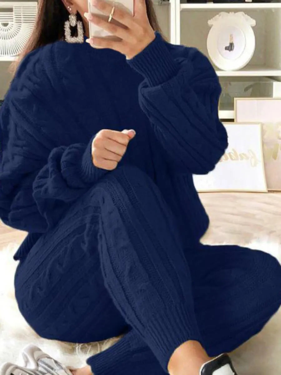 Long Sleeve Knitted Casual Two-piece