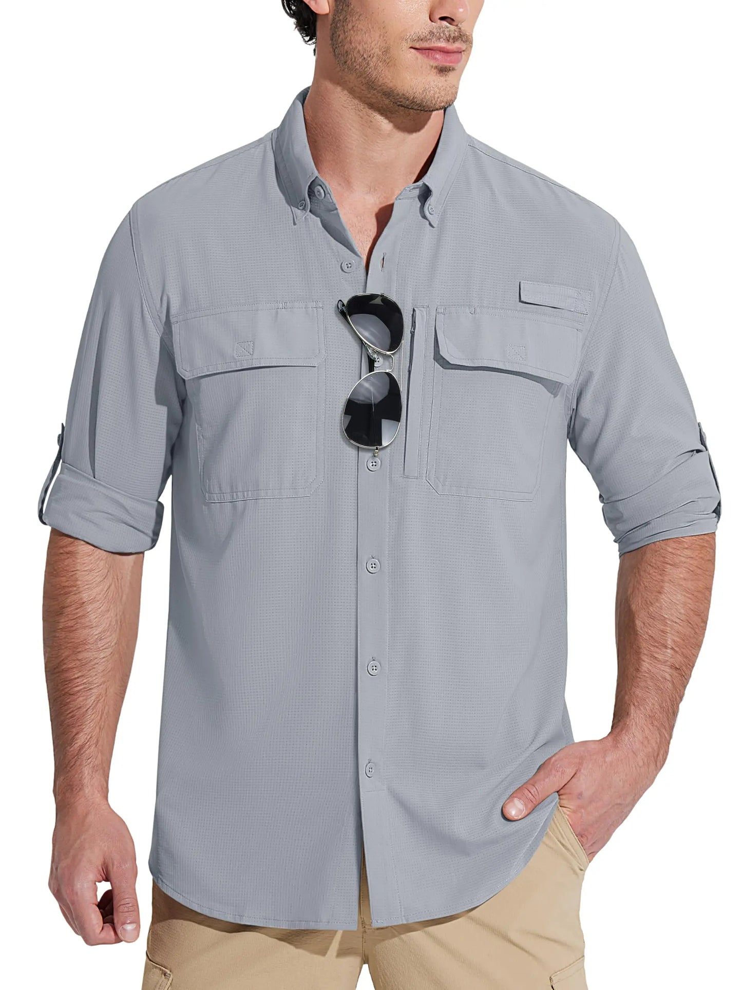 MAGCOMSEN Men's Long Sleeve Shirt with 3 Pockets