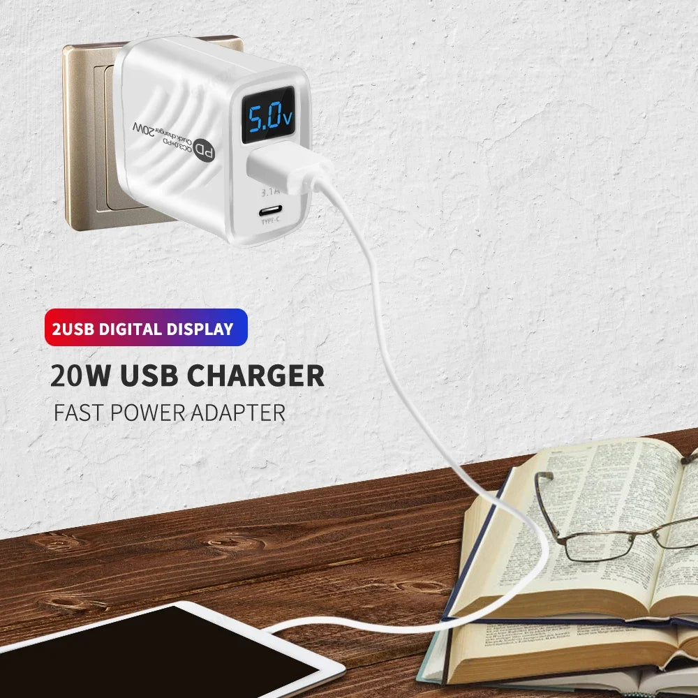 USB C Charger 20W PD Fast Charging Phone Charger Adapter For iPhone Samsung Xiaomi Huawei Quick Charge EU/US Plug Wall Charger