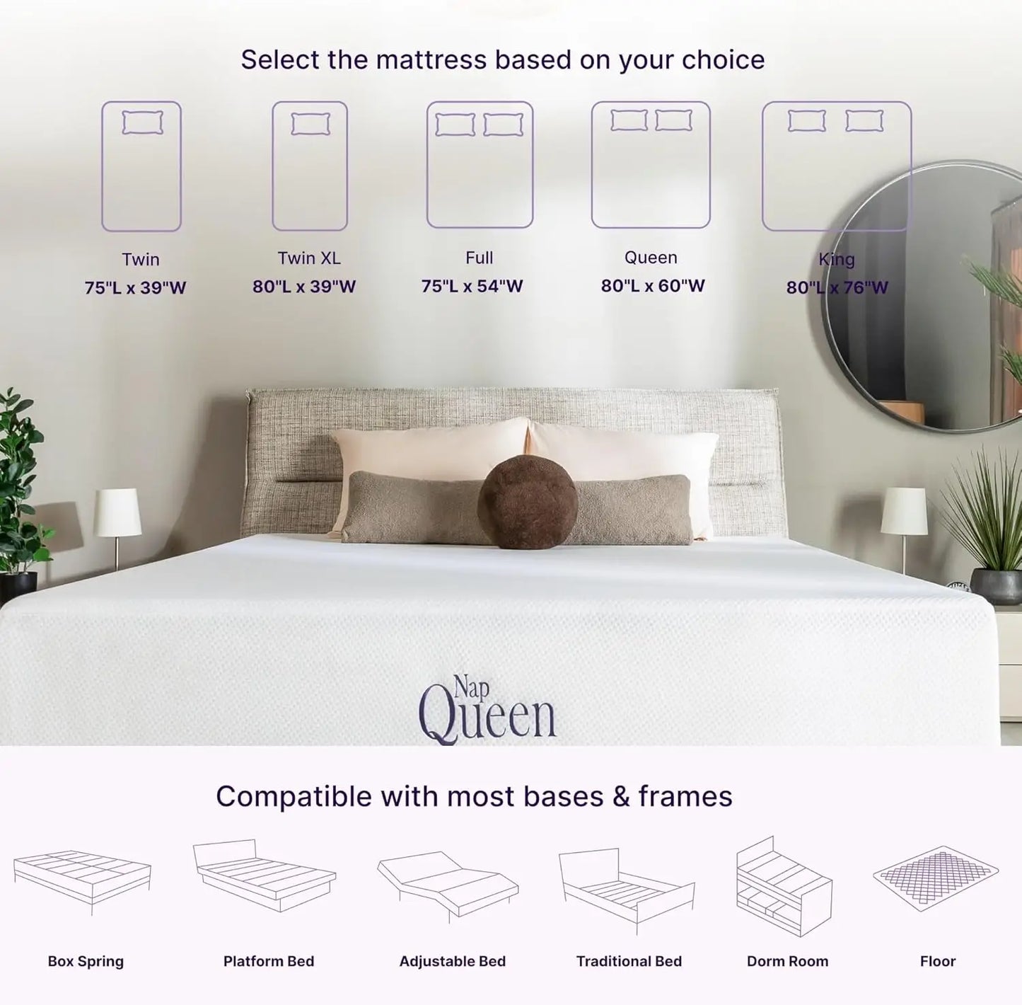 6/8/10/12/14 Inch Charcoal Memory Foam Mattress, Full Bed Mattress in a Box, CertiPUR-US Certified, Medium Firm, Breathable