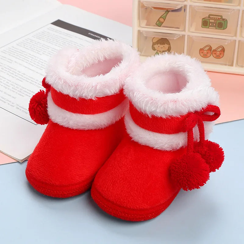 New Fashion Comfortable Shoes Newborn Baby Girls Boys Soft Booties Solid Pompom Snow Boots Infant Toddler Newborn Warming Shoes