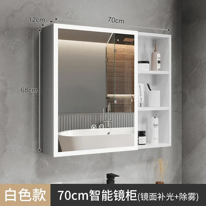Space Aluminum Bathroom Mirror Wall-mounted Make Up Vanity Storage Mirror Cabinet Shelves Home Furniture Muebles Bano FYBC