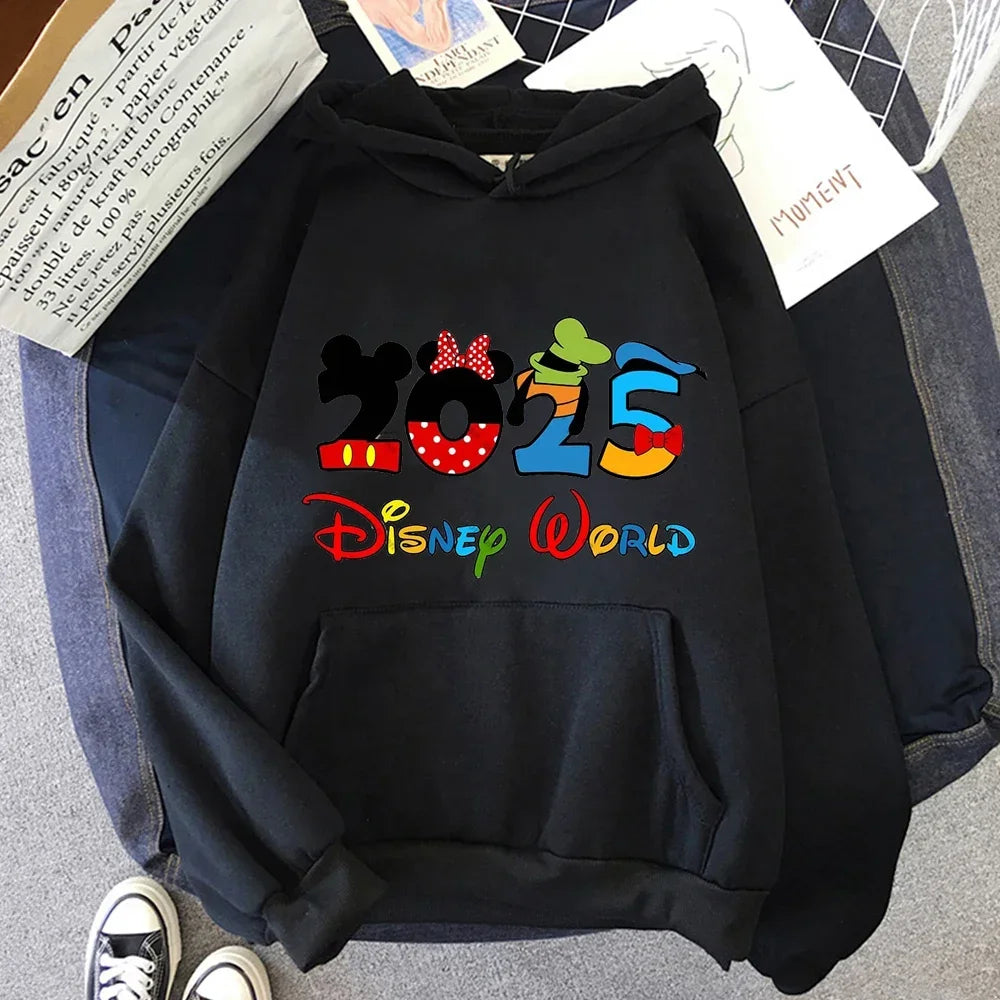 2025 Disney Mickey Minnie Family Vacation Printed Hoodie Autumn My First Disney Trip Pullover Tops Women Casual Sweatshirt