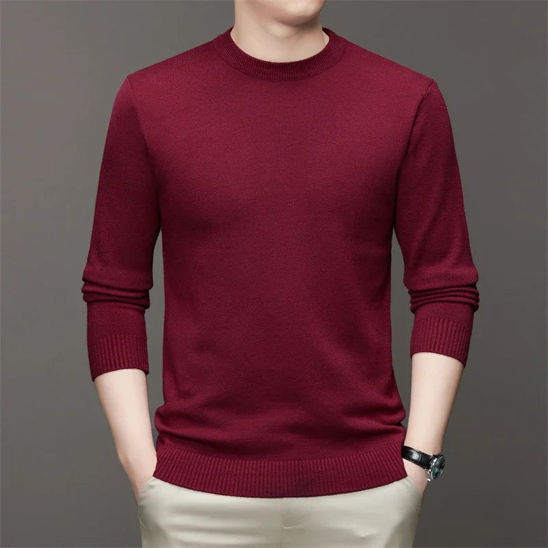 7 Colour Men's Round Neck Long Sleeved Solid Color Sweater