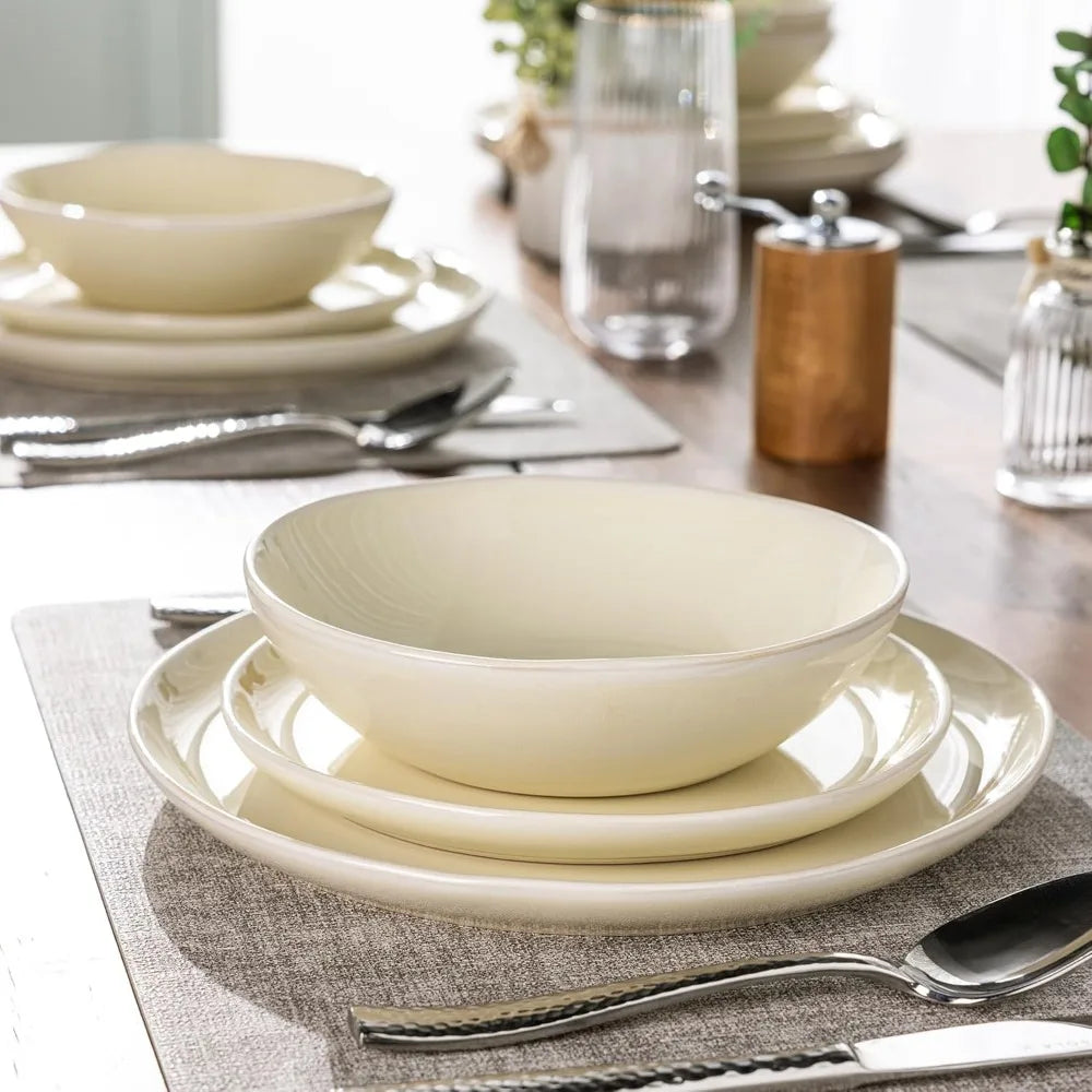AmorArc Ceramic Dinnerware Sets,Handmade Reactive Glaze Plates and Bowls Sets,Highly Chip and Crack Resistant | Dishwasher & Mic