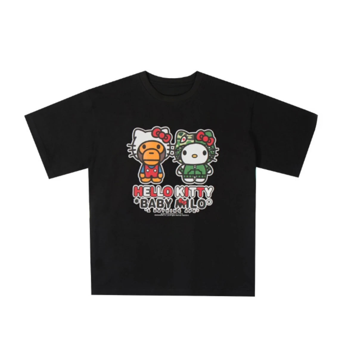 HelloKitty Sanlio Classic INS Letter Print Cotton Loose Male and Female Couple Short Sleeve T-shirt Is for Both Men and Women