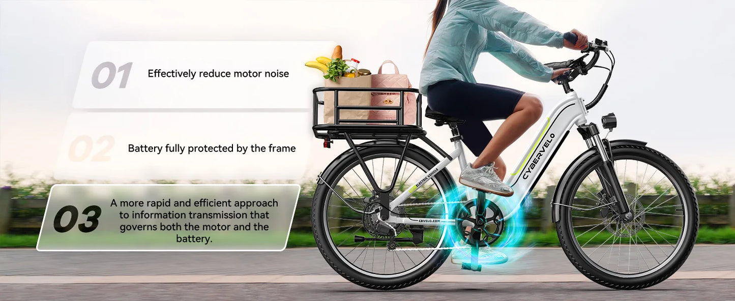 1000 Peak Electric Bike for Adults,up 80 Miles Removable Battery Ebike, 26" Electric E Bike with 7-Speed,Adult Electric Bicycles