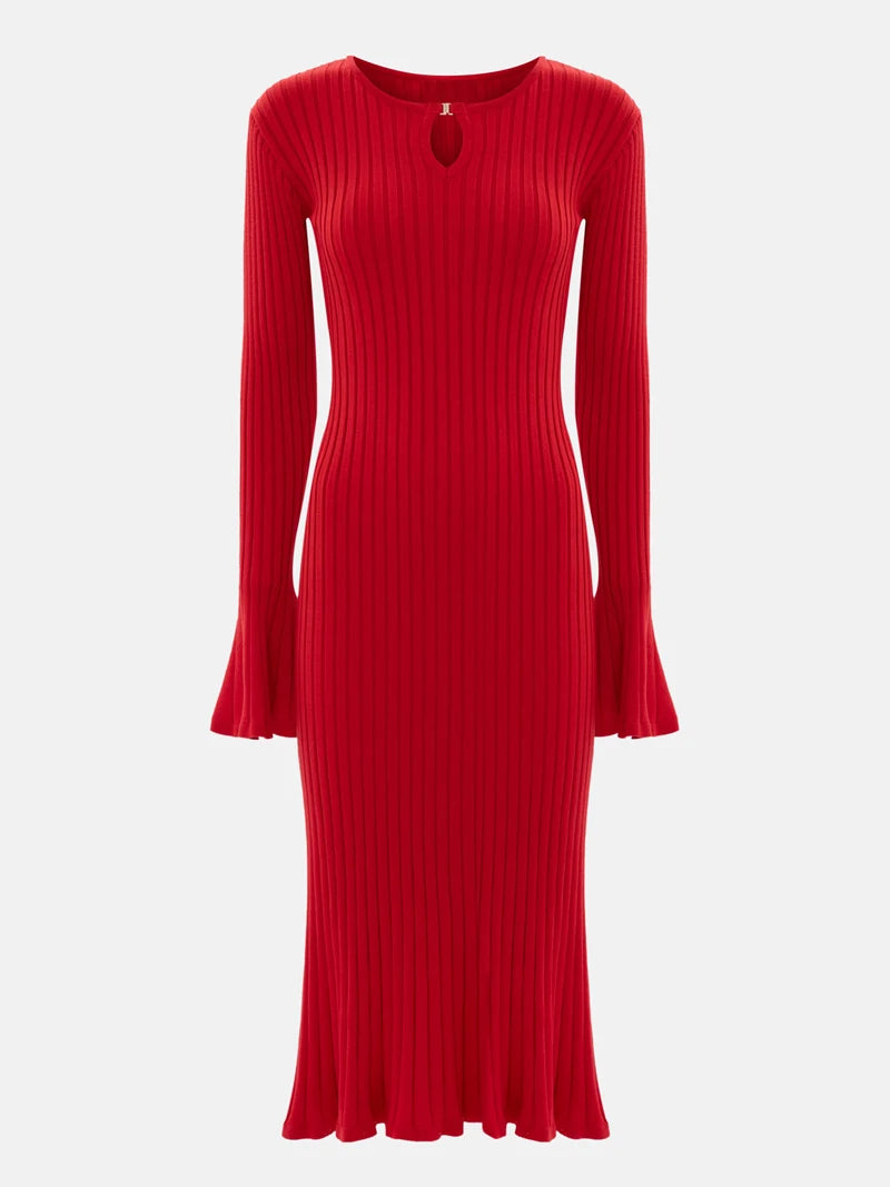 Sweater Dress For Women Fall Winter Bodycon Ribbed Knit Dress Elegant Midi Work Formal Christmas Party Dress