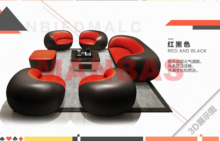 MANBAS Italian Genuine Leather Couch Top Grade Cow Leather Sofas Personality Creativity Living Room Chair Arc Modern Furniture