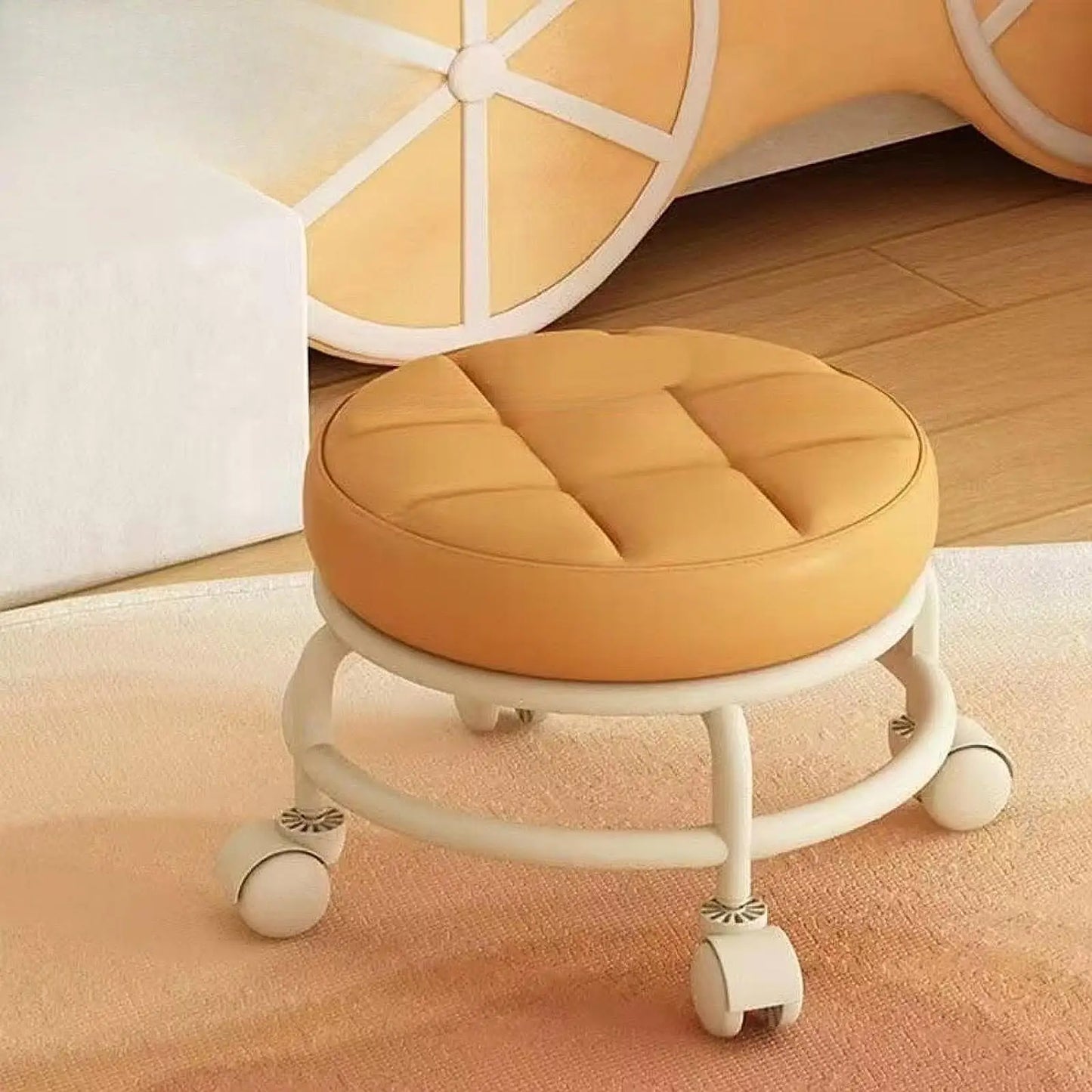 Low Rolling Stool with Wheels Sofa Footstool Universal Swivel Caster Adults Child Foot Rest for Home Office Porch Playroom
