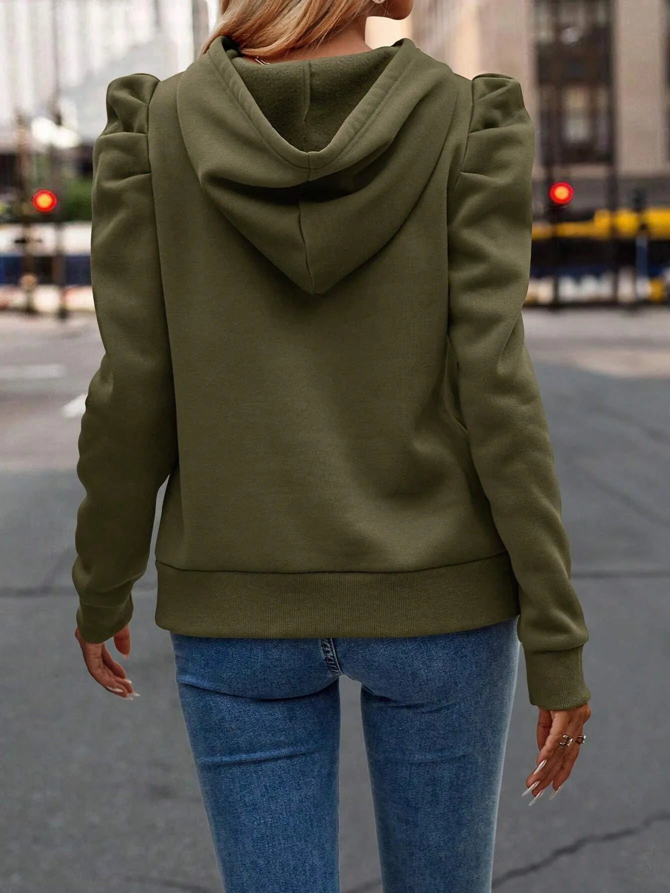 2024 Autumn Winter New Polo Hoodie Solid Color Long Sleeve Fashion Stacked Sleeve Casual Comfortable Women's Hoodie