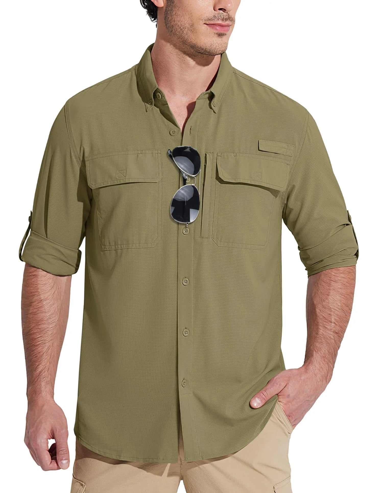 MAGCOMSEN Men's Long Sleeve Shirt with 3 Pockets