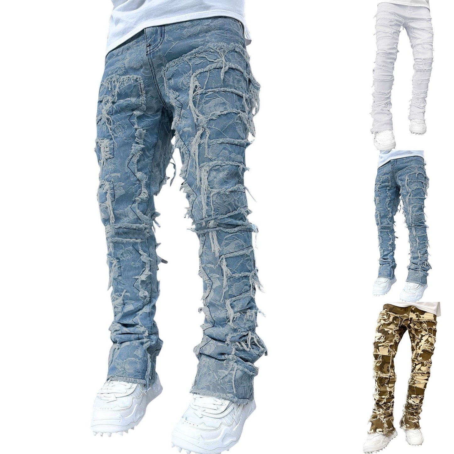 Men Casual Tassels Multi Pocket Cargo Pants