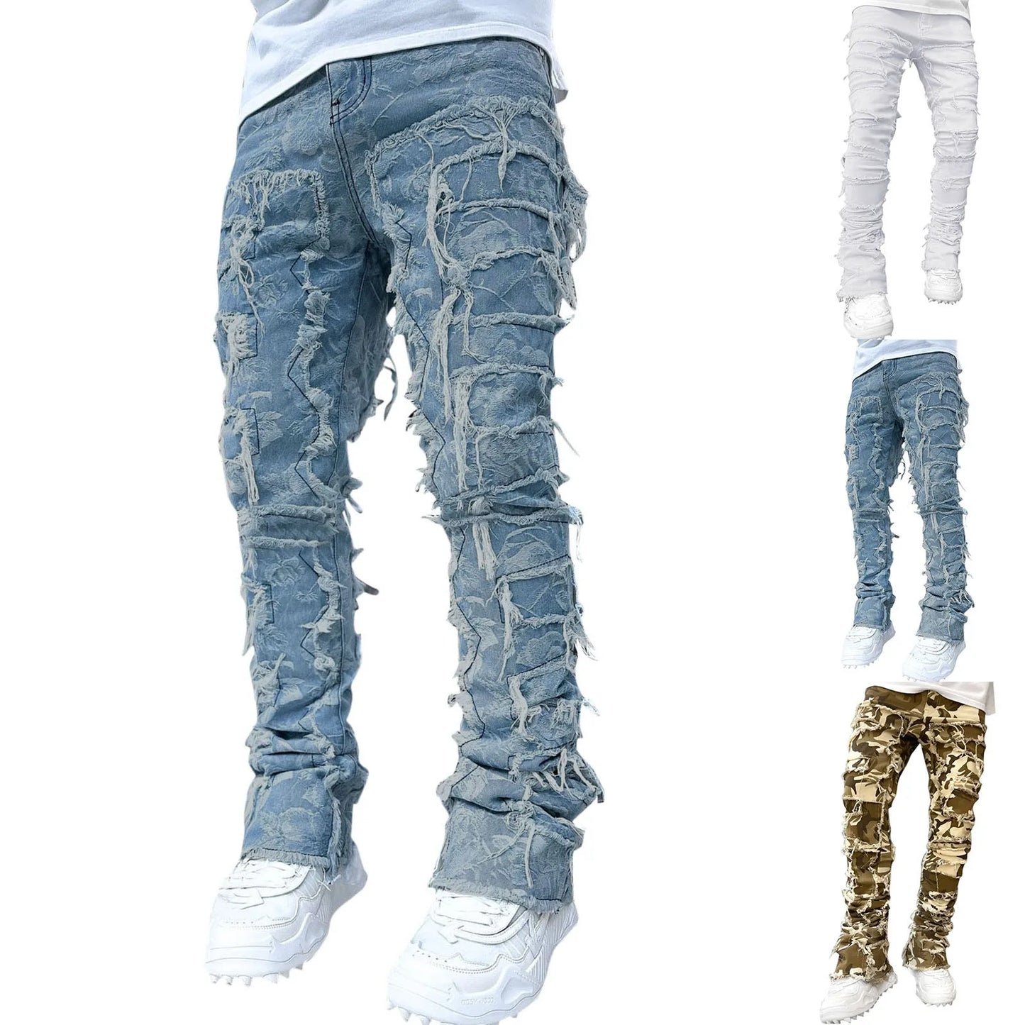 Men Casual Tassels Multi Pocket Cargo Pants