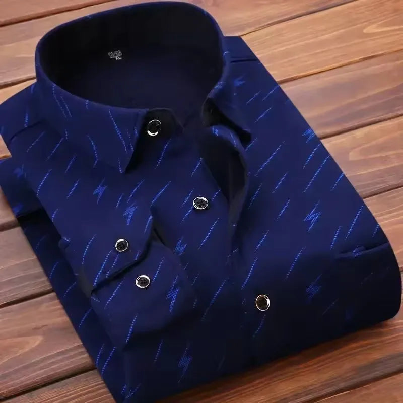 2025 Men's Autumn Winter Thick Warm Long Sleeve Plaid Shirt