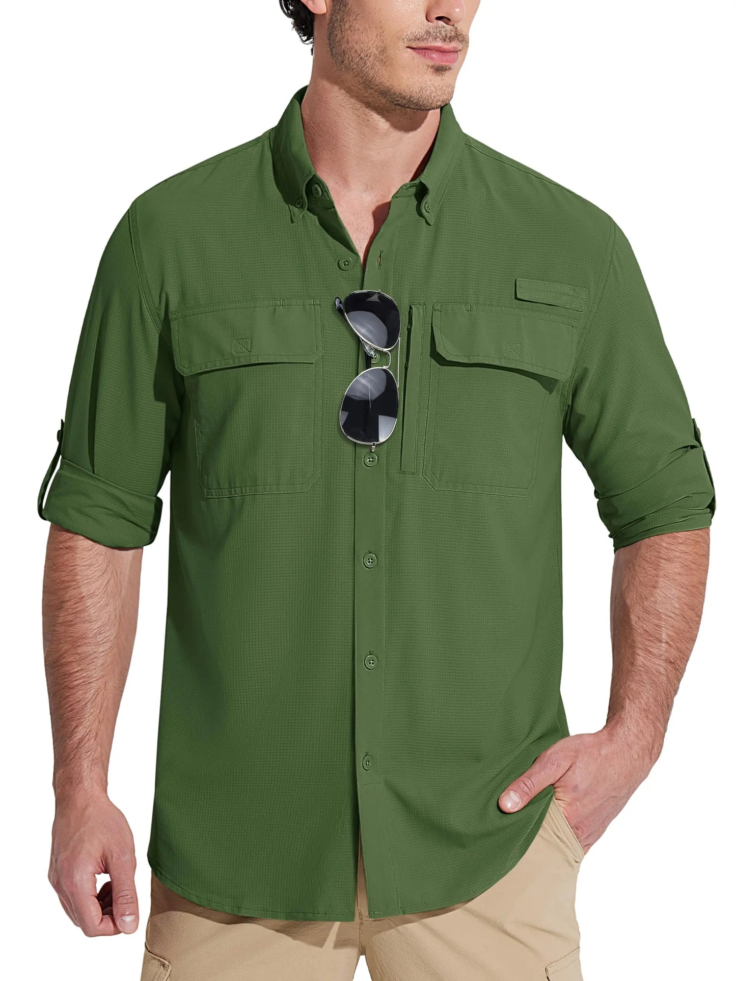 MAGCOMSEN Men's Long Sleeve Shirt with 3 Pockets