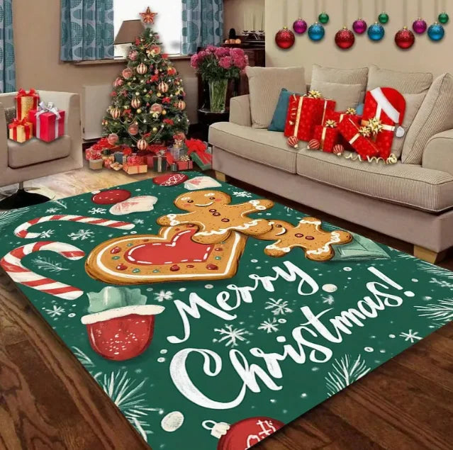 Gingerbread Man Carpet Christmas Tree Christmas Floor Mat Terrace Living Room Bedroom Balcony Camping Outdoor Carpet Decoration