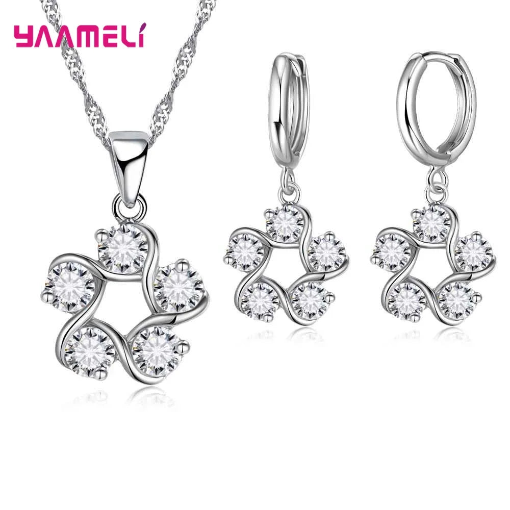 34 Designs Big Promotion 925 Sterling Silver Jewelry Set for Woman Girl Pearl Rhinestone Zircon Pendant Necklace Earrings Chain