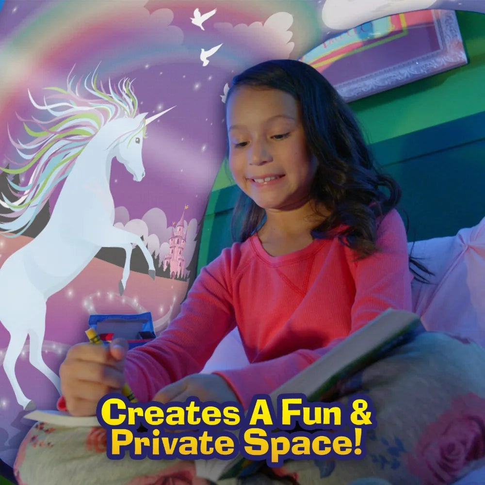 Dream Tent with light show for Kids Bed with Storage Pocket Foldable Kids Tent on Bed Mosquito Net Tent