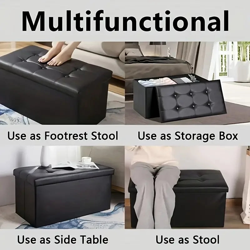 15/30/43 Inch Storage Stool Ottoman,Shoe Bench with Cushioned Seat, Bedside Cabinet & Footrest for Living Room/Bedroom/Office
