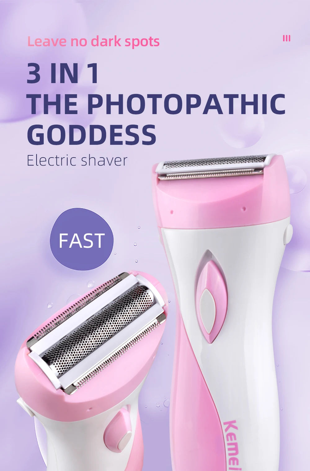 Kemei-3018 Women Shave Wool Device Knife Electric Shaver Wool Epilator Shaving For Lady Shaver Female Care KM-3018 Free Shipping