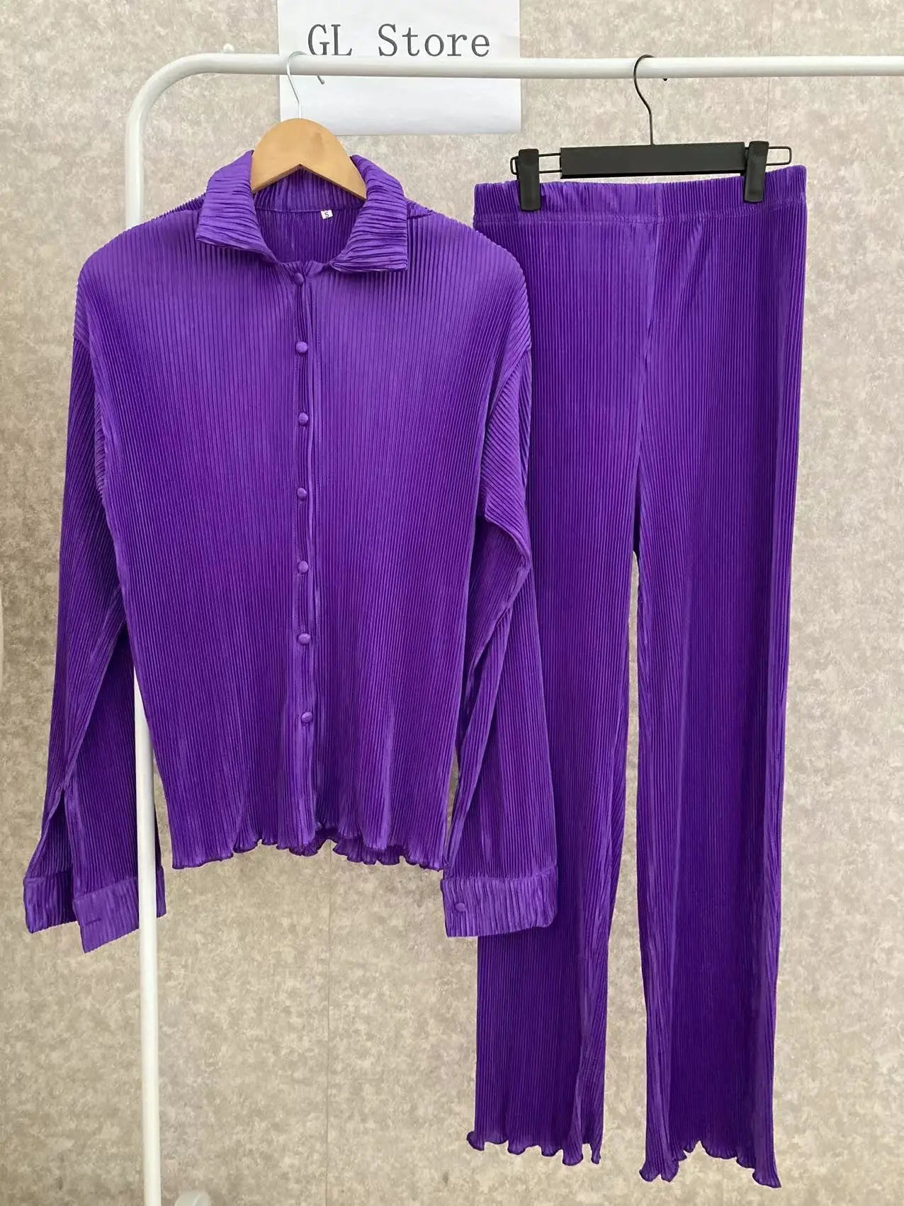 CM.YAYA Street Women's Set Long Sleeve Shirt Tops and Wide Leg Pants Elegant Tracksuit Two Piece Set Sweatsuit Fitness Outfits