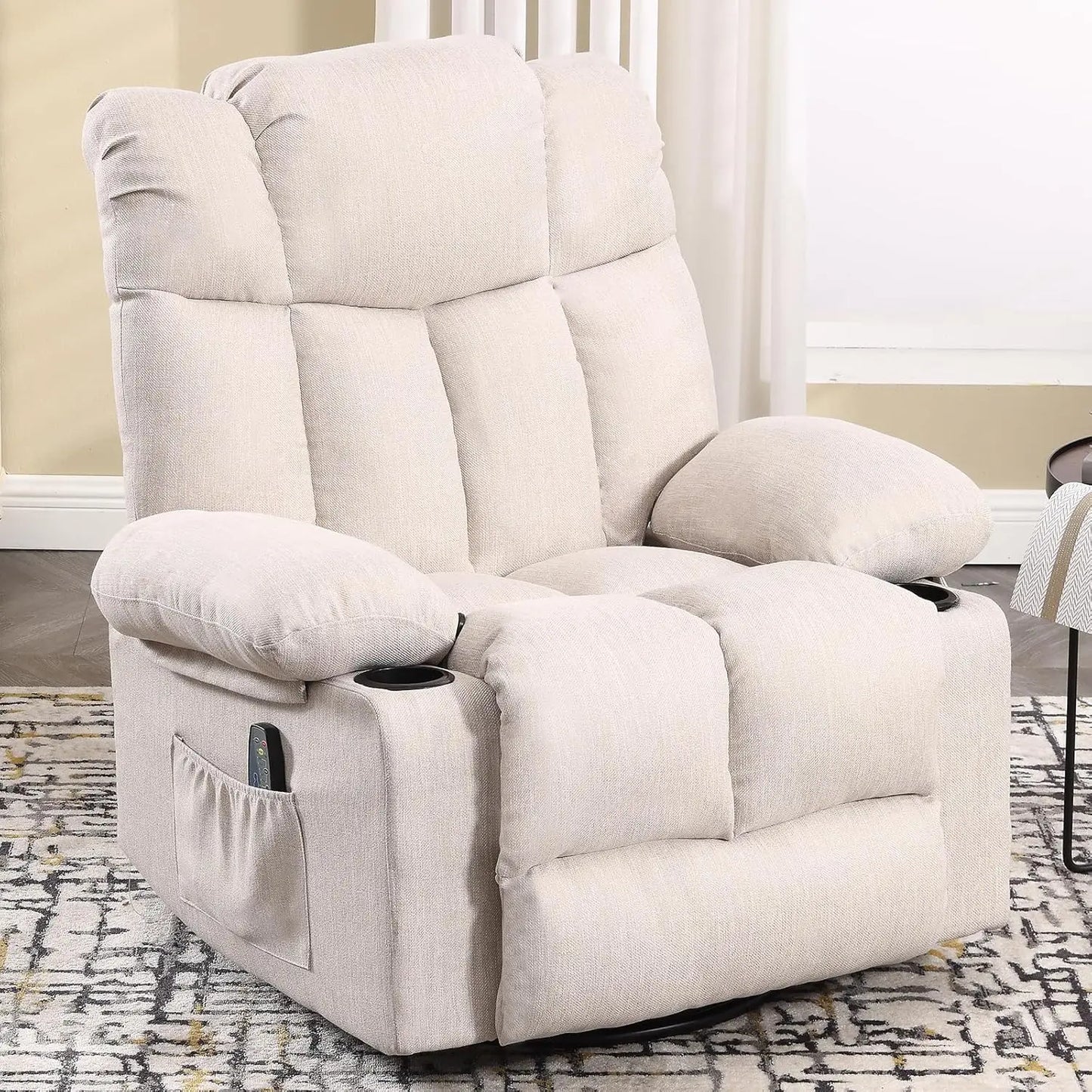 Massage Swivel Rocker Recliner with Heat and Vibration for Living Room Bedroom