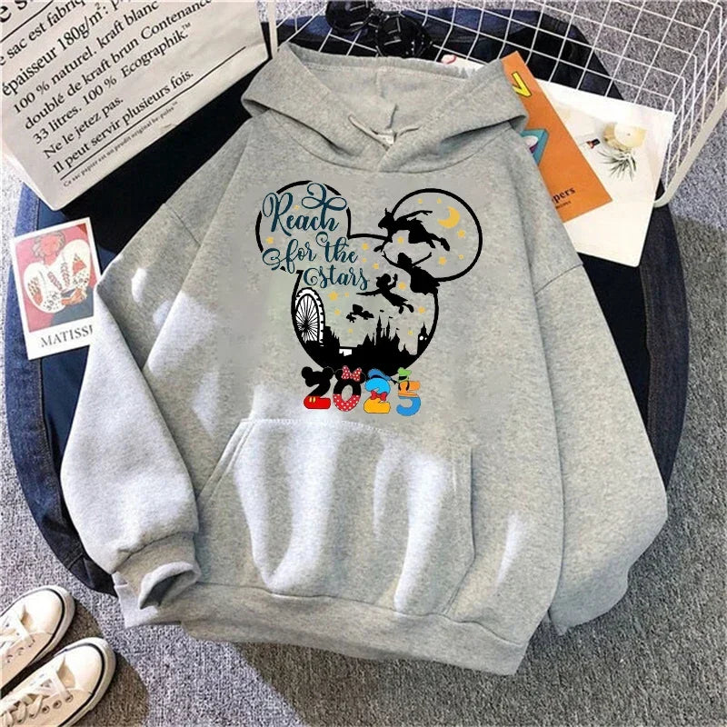 2025 Disney Mickey Minnie Family Vacation Printed Hoodie Autumn My First Disney Trip Pullover Tops Women Casual Sweatshirt