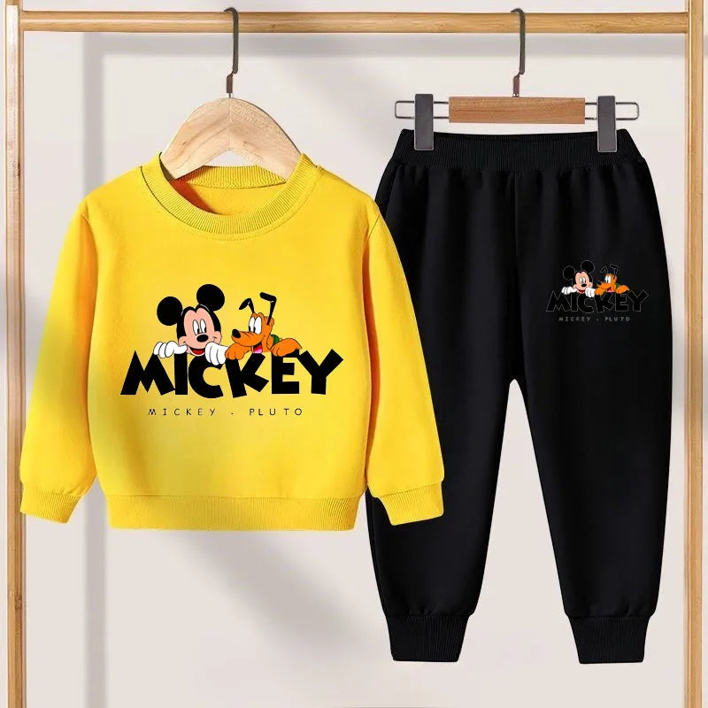 Mickey Print Spring New Children's Clothing Sets Breathable Boys O Neck Hoodies Long Pant Two Piece Suit Kids Casual Tracksuit