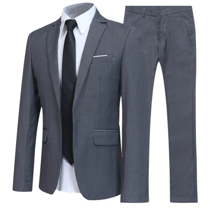 Blazer Suits Men 2 Piece Set Party Coat Straight Pants Ensemble Autumn 2025 Button Trousers Suit Jacket Outfits Formal Banquet
