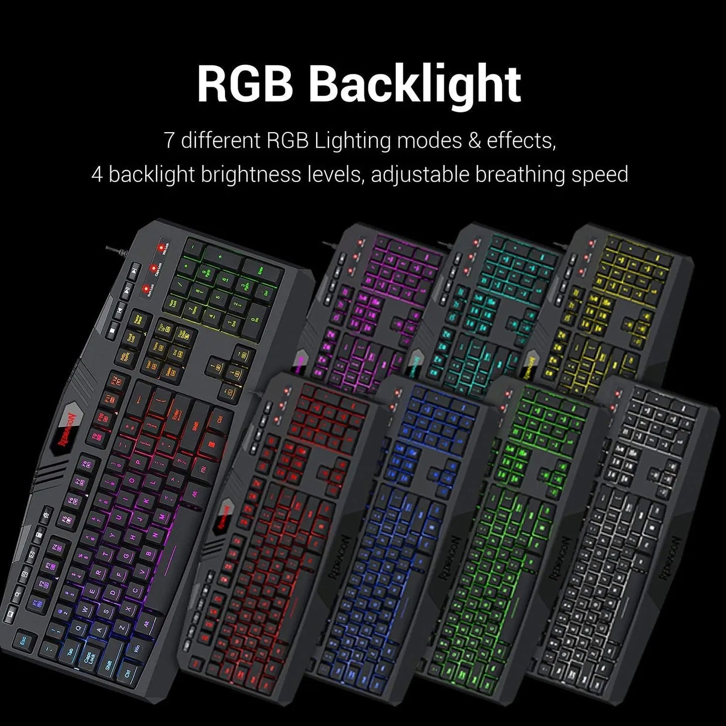 Redragon S101 Gaming Keyboard, M601 Mouse, RGB Backlit Gaming Keyboard, Programmable Backlit Mouse, Value Combo Set