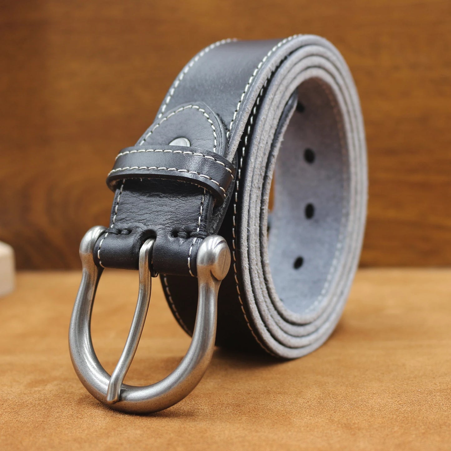 Natural cowhide belt for men's hard metal buckle soft original cowhide mens leather belt unique texture real leather jeans belt