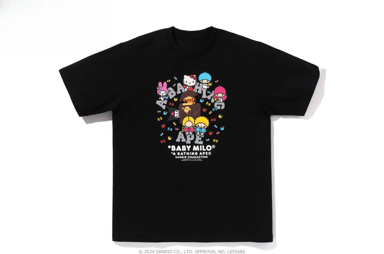 HelloKitty Sanlio Classic INS Letter Print Cotton Loose Male and Female Couple Short Sleeve T-shirt Is for Both Men and Women