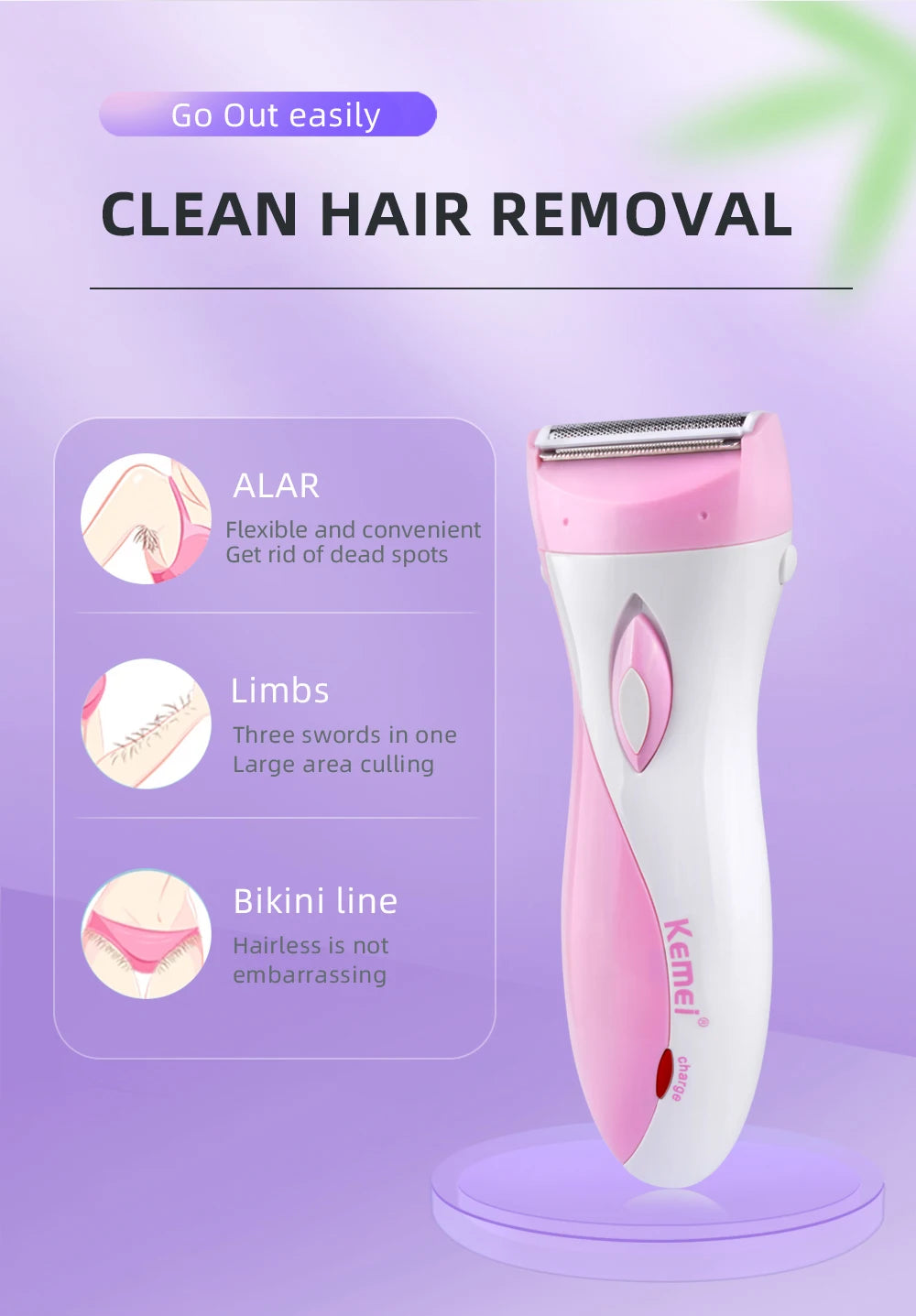Kemei-3018 Women Shave Wool Device Knife Electric Shaver Wool Epilator Shaving For Lady Shaver Female Care KM-3018 Free Shipping