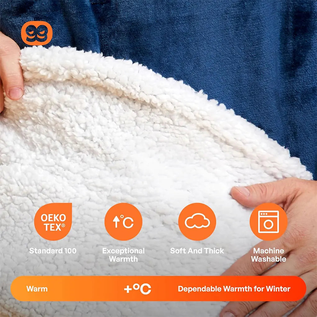 Wearable Blanket Hoodie Women Men Oversized Flannel Sherpa Fleece Hooded Soft Cozy Warm Blanket Blanket Sweatshirt Gifts
