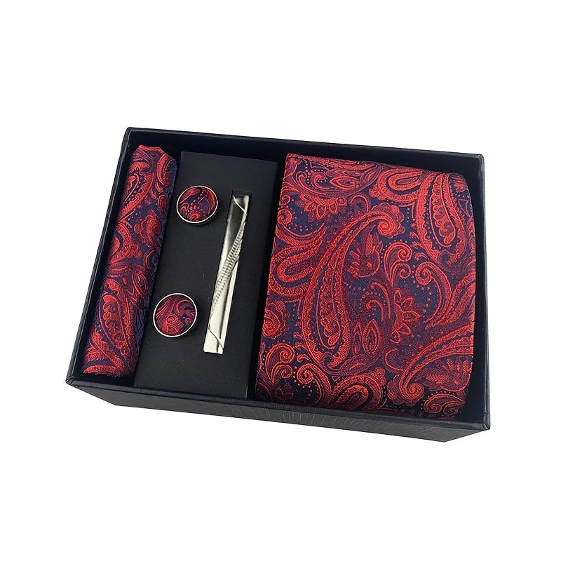 Tie Square Scarf Cufflinks Tie Clip Black Gift Box